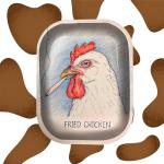 Fried Chicken Tobacco Rolling Tray - 7" X 5" Cigarette Smoking Accessories Trays for Men and Women - Unique Funny Cool Unisex Metal Design Raw Tobacco Small Roller Plate