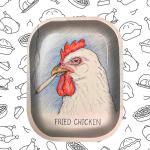 Fried Chicken Tobacco Rolling Tray - 7" X 5" Cigarette Smoking Accessories Trays for Men and Women - Unique Funny Cool Unisex Metal Design Raw Tobacco Small Roller Plate
