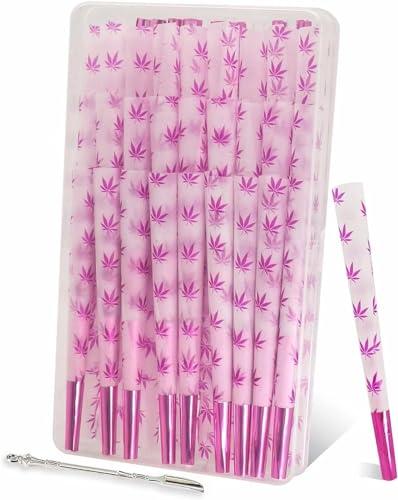 FASSME 50 Pack Rolling Papers, 1 1/4 Cones Rolling Paper, Purple Pink Paper Straws - AAAAA