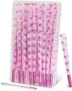 FASSME 50 Pack Rolling Papers, 1 1/4 Cones Rolling Paper, Purple Pink Paper Straws - AAAAA