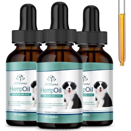(3 Pack) Max Potency Hemp Oil for Dogs & Cats - Help Anxiety Stress Pain Inflammation Arthritis Aggressive Relax Sleep Allergies Seizures Relief - Treats Chews Joint & Hip - Organic Pet Calming Drops