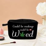 MoCaliduccious Could Be Makeup Could Be Weed Funny Makeup Bag Friend Gifts Funny Weed Leaf Cosmetic Bag Travel Accessories Organizer Bag Toiletry Case For Women Best Friends Sister Weed Gifts(Balck)