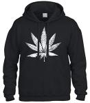 Cybertela White Weed Marijuana Leaf Cannabis 420 Sweatshirt Hoodie Hoody (Black, 2X-Large)