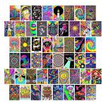 Woonkit Indie Hippie Trippy Posters, Indie Room Decor, Teen Bedroom Dorm Aesthetic Poster, Photo Wall Collage Kit Pictures, Psychedelic Posters, 50PCS 4X6 INCH