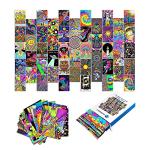 Woonkit Indie Hippie Trippy Posters, Indie Room Decor, Teen Bedroom Dorm Aesthetic Poster, Photo Wall Collage Kit Pictures, Psychedelic Posters, 50PCS 4X6 INCH