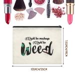 Weewooday 2 Pcs Leaf Makeup Bags Funny Might Be Makeup Might Be Weed Bag Cosmetic Zipper Purse Weed Gifts for Women Vacation Travel