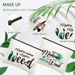 Weewooday 2 Pcs Leaf Makeup Bags Funny Might Be Makeup Might Be Weed Bag Cosmetic Zipper Purse Weed Gifts for Women Vacation Travel