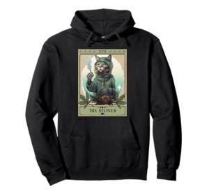The Stoner Cat Tarot Card | Cannabis Weed Lover Marijuana Pullover Hoodie