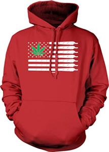 Tcombo Marijuana American Flag - USA Weed Unisex Hoodie Sweatshirt (Red, Medium)