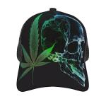 FYCFSLMY Marijuana Pot Leaf Weed Skull Baseball Cap for Women Men, Adjustable Mesh Baseball Hat, Washed Dad Hat for Summer