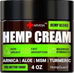 Natural Hemp Cream - Maximum Strength - Gel with MSM, Arnica, Aloe, Turmeric, Emu Oil - Lotion for Muscles, Joints, Back, Foot, Knees, Neck, Fingers, Elbows - High Strength Hemp Oil Extract - 4 fl oz