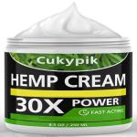 cukypik Hemp Cream 8.5oz - Hemp Oil & Arnica, MSM, Turmeric, Menthol, Aloe-Natural Hemp Oil Extract Gel