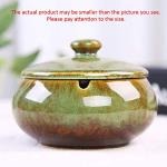Lependor Ceramic Ashtray with Lids, Windproof, Cigarette Ashtray for Indoor or Outdoor Use，Ash Holder for Smokers,Desktop Smoking Ash Tray for Home Office Decoration - Green