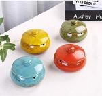 Lependor Ceramic Ashtray with Lids, Windproof, Cigarette Ashtray for Indoor or Outdoor Use，Ash Holder for Smokers,Desktop Smoking Ash Tray for Home Office Decoration - Green