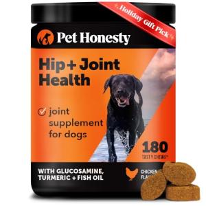 Pet Honesty Hip & Joint Health Soft Chews for Dogs, Joint Supplement with Glucosamine Chondroitin, MSM, Turmeric, Joint Support + Mobility, May Reduce Occasional Discomfort (Chicken 180 Count)