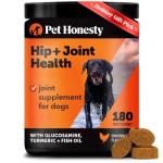 Pet Honesty Hip & Joint Health Soft Chews for Dogs, Joint Supplement with Glucosamine Chondroitin, MSM, Turmeric, Joint Support + Mobility, May Reduce Occasional Discomfort (Chicken 180 Count)