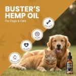 Buster's Gold Organic Hemp Oil, 2 Large 60ml Bottles 4Month Supply, for Dogs Pets, Made in USA - Miracle Formula, Perfectly Balanced Omega 3, 6, 9 - Joint Relief, Calming (2-Pack)