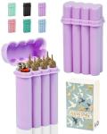 6 Hole King Size Pre Roll Cone Holder Case with Lighter Holder, 6 or 8 Capacity Cigarette Case for Regular Size, Small Smoking Accessories for 1-1/4 Size Pre Rolled Rolling Paper - Purple
