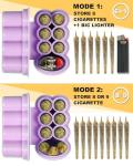 6 Hole King Size Pre Roll Cone Holder Case with Lighter Holder, 6 or 8 Capacity Cigarette Case for Regular Size, Small Smoking Accessories for 1-1/4 Size Pre Rolled Rolling Paper - Purple