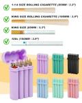6 Hole King Size Pre Roll Cone Holder Case with Lighter Holder, 6 or 8 Capacity Cigarette Case for Regular Size, Small Smoking Accessories for 1-1/4 Size Pre Rolled Rolling Paper - Purple