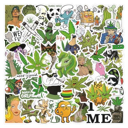 50pcs Weed Stickers, Vinyl Waterproof Stickers for Laptop, Water Bottles, Bumper,Computer, Phone, Sticker and Decals
