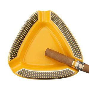 Cigar Ashtray Triangle- Large Rest Outdoor Cigars Ash tray for Patio/Outside/Indoor Ashtray (Yellow)