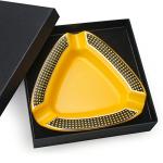 Cigar Ashtray Triangle- Large Rest Outdoor Cigars Ash tray for Patio/Outside/Indoor Ashtray (Yellow)