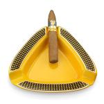 Cigar Ashtray Triangle- Large Rest Outdoor Cigars Ash tray for Patio/Outside/Indoor Ashtray (Yellow)