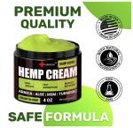 Generic Natural Hemp Cream for Muscles, Joints, Back, Knees, Neck, Fingers, Elbows - High Strength Hemp Oil Extract with Arnica, Emu Oil, Turmeric - Made in The USA