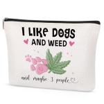 SEAOYOZO Dog Weed Lover Gifts Cute Makeup Bag Accessories for Women Girl Funny Dog Mom Gifts Cosmetic Bag for Female Her Girl Niece Travel Toiletry Bag for Dog Owner