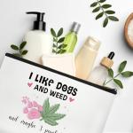 SEAOYOZO Dog Weed Lover Gifts Cute Makeup Bag Accessories for Women Girl Funny Dog Mom Gifts Cosmetic Bag for Female Her Girl Niece Travel Toiletry Bag for Dog Owner
