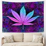 LB Marijuana Weed Tapestry Wall Hanging Trippy Cannabis Leaf Tapestry Colorful Leaves Purple Psychedelic Wall Art for Bedroom Living Room College Dorm Home Decor,60x40 inch