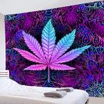 LB Marijuana Weed Tapestry Wall Hanging Trippy Cannabis Leaf Tapestry Colorful Leaves Purple Psychedelic Wall Art for Bedroom Living Room College Dorm Home Decor,60x40 inch