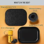 Black Rolling Tray Set with Magnetic Lid 7"x5" - Smoking Accessories by Gray Oval