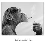 Monkey Wall Art for Bathroom - funny Wall Decor for Men, Teens, College Dorm Room Decor - Chimp Smoking Weed Posters for Men, Women, Man cave, Bedroom - Monkey Music Art - funny Artwork Bathroom Set