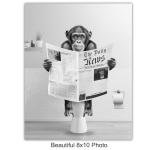 Monkey Wall Art for Bathroom - funny Wall Decor for Men, Teens, College Dorm Room Decor - Chimp Smoking Weed Posters for Men, Women, Man cave, Bedroom - Monkey Music Art - funny Artwork Bathroom Set