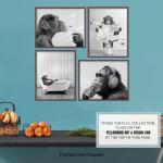 Monkey Wall Art for Bathroom - funny Wall Decor for Men, Teens, College Dorm Room Decor - Chimp Smoking Weed Posters for Men, Women, Man cave, Bedroom - Monkey Music Art - funny Artwork Bathroom Set