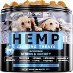 Kinpur Pet Care Relaxing Dog Calming Chews with Hemp Oil, Valerian Root, and Vitamin B - Natural Stress and Anxiety Relief for Dogs - 180 Beef-Flavored Calming Treats for All Breeds