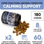 Kinpur Pet Care Relaxing Dog Calming Chews with Hemp Oil, Valerian Root, and Vitamin B - Natural Stress and Anxiety Relief for Dogs - 180 Beef-Flavored Calming Treats for All Breeds