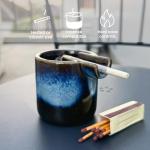 Cool & Cute Ceramic Ashtray – Deep Ash Tray with Holder for Smokers, Indoor/Outdoor Vintage Decorative Smoking Accessories