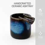 Cool & Cute Ceramic Ashtray – Deep Ash Tray with Holder for Smokers, Indoor/Outdoor Vintage Decorative Smoking Accessories