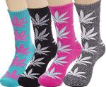 Weed Socks Marijuana Leaf Crew Socks for women 4 Pairs Pack Fit for shoe size 7-11