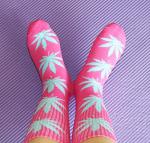 Weed Socks Marijuana Leaf Crew Socks for women 4 Pairs Pack Fit for shoe size 7-11