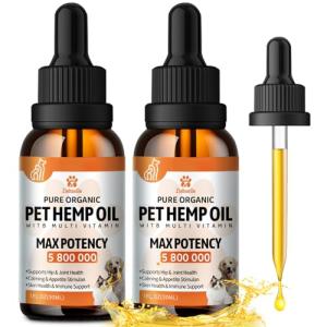Неmp Oil for Dogs Cats, 2-Pack, Strеss & Anxiеty Relief & Pаin Rеlief for Dogs, Supports Hip Joint Health, Slеep & Rеlaxation, Organic Pet Calming Drops