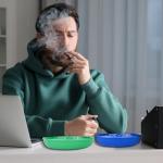 BESUPERT 3Pcs Assorted Colors Ashtray Sets, Ash Tray for Cigarettes and Cigar, Round Large Size Plastic Ashtrays, for Indoor Outdoor Home Office Patio Restaurant Bar Hotel Use (1 Black 1 Green 1 Blue)