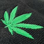New! Unisex Embroidered Marijuana Pot Leaf Winter Knit Beanie (Black Marijuana Leaf)