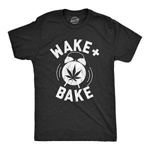 Mens Wake and Bake T Shirt Funny 420 High Weed Pot Legalize Marijuana Graphic Tee Funny T Shirts 420 Apparel for Men Novelty Tees for Guys Black - M