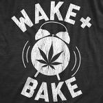 Mens Wake and Bake T Shirt Funny 420 High Weed Pot Legalize Marijuana Graphic Tee Funny T Shirts 420 Apparel for Men Novelty Tees for Guys Black - M