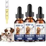 Hemp Oil for Dogs and Cats 3 Pack - Natural Calming Drops for Anxiety Stress Relief Relieves Pain Skin Irritation Joint Inflammation Promotes Relaxation Sleep Rich in Omega 3 6 9 for Skin Coat Health