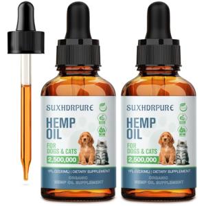 (2 Pack) Hemp Oil for Dogs and Cats - Helps with Anxiety Pain Stress Sleep Arthritis Seizures Relief - Support Hip Joint Health - Hemp Oil Drops Calming Treats